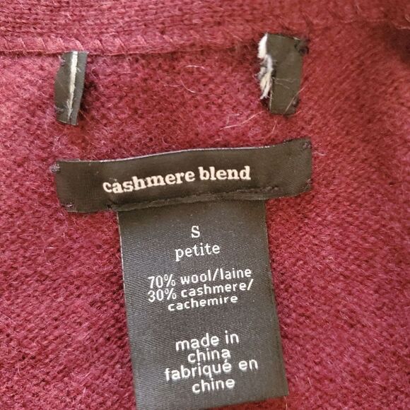 Halogen Wool & Cashmere Long Cardigan - size Small Petite in Burgundy - Picture 12 of 13